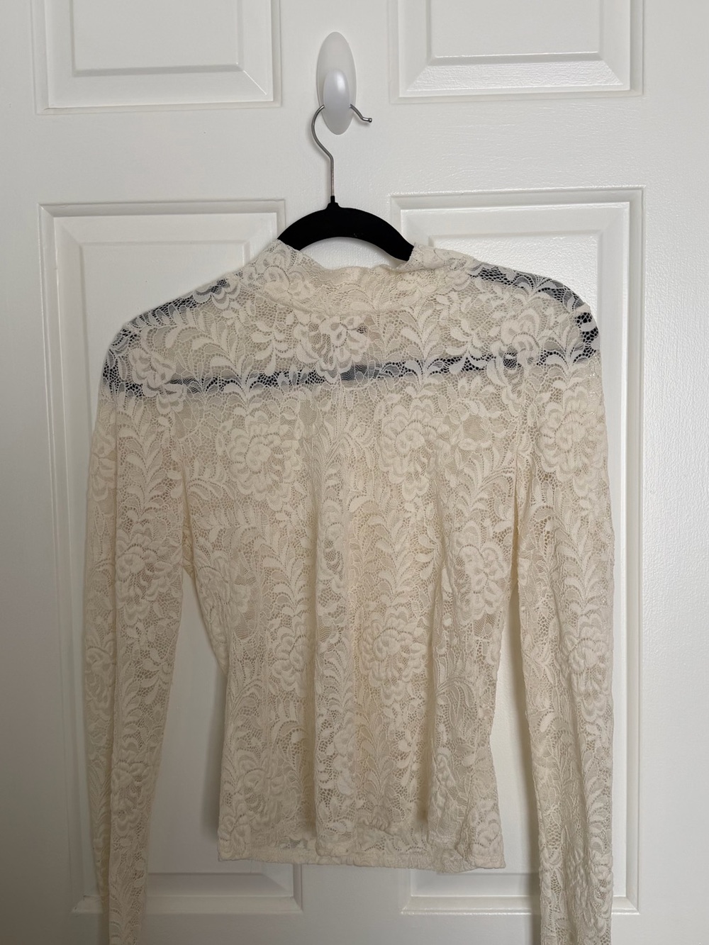 NORDSTROM Lace Long-Sleeve Sheer Top - Cream